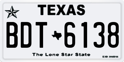 TX license plate BDT6138