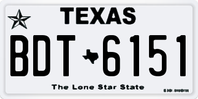 TX license plate BDT6151
