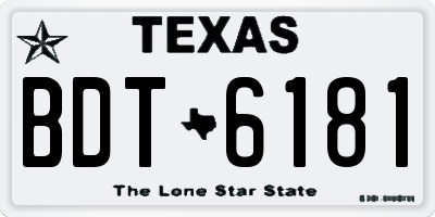 TX license plate BDT6181
