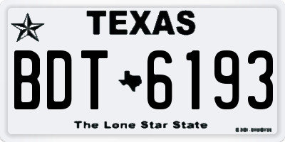 TX license plate BDT6193