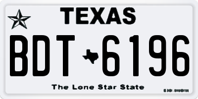 TX license plate BDT6196