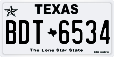 TX license plate BDT6534