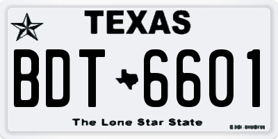 TX license plate BDT6601