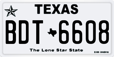 TX license plate BDT6608