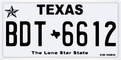 TX license plate BDT6612