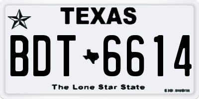 TX license plate BDT6614