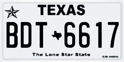 TX license plate BDT6617