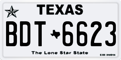 TX license plate BDT6623