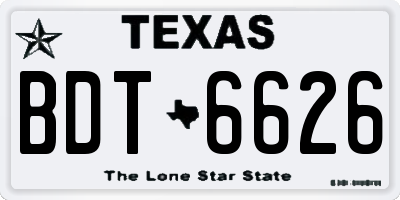 TX license plate BDT6626