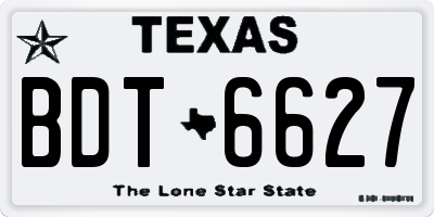 TX license plate BDT6627