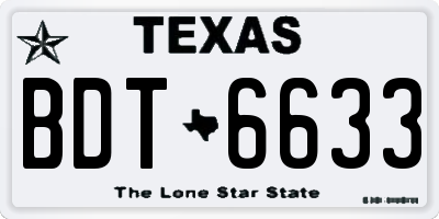 TX license plate BDT6633