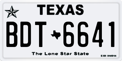 TX license plate BDT6641