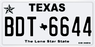 TX license plate BDT6644