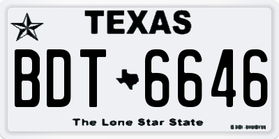 TX license plate BDT6646