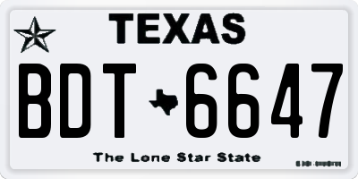 TX license plate BDT6647