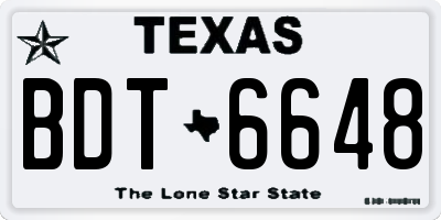 TX license plate BDT6648