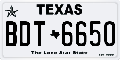 TX license plate BDT6650
