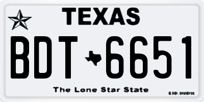 TX license plate BDT6651