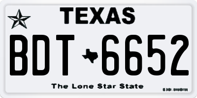 TX license plate BDT6652
