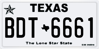 TX license plate BDT6661