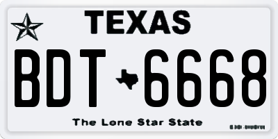 TX license plate BDT6668