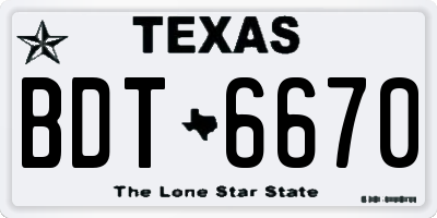 TX license plate BDT6670