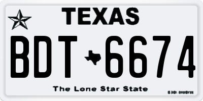 TX license plate BDT6674