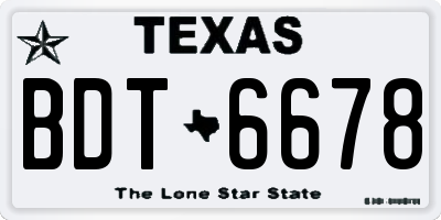 TX license plate BDT6678