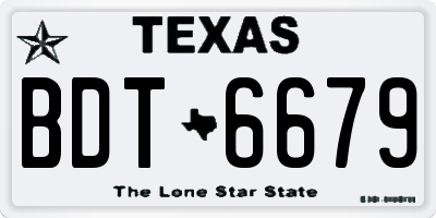 TX license plate BDT6679
