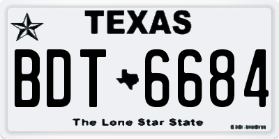 TX license plate BDT6684