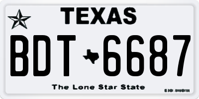 TX license plate BDT6687