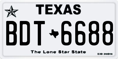 TX license plate BDT6688