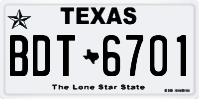 TX license plate BDT6701