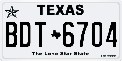 TX license plate BDT6704