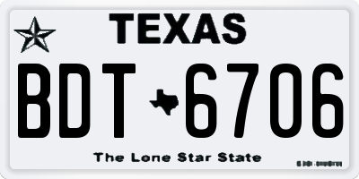 TX license plate BDT6706