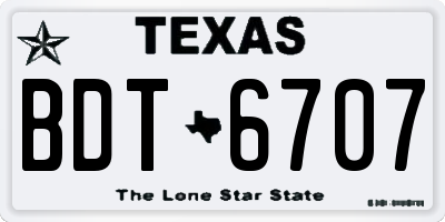 TX license plate BDT6707