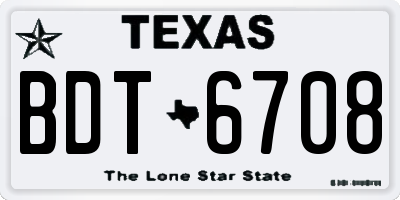 TX license plate BDT6708