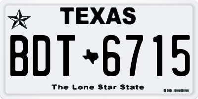 TX license plate BDT6715