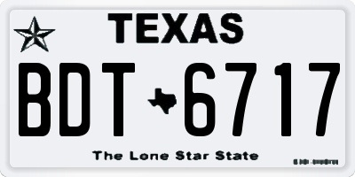 TX license plate BDT6717