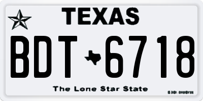 TX license plate BDT6718