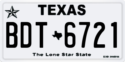 TX license plate BDT6721