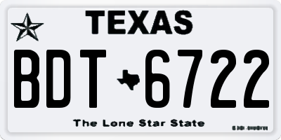 TX license plate BDT6722