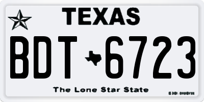TX license plate BDT6723