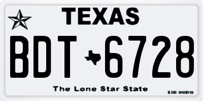 TX license plate BDT6728