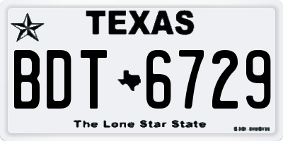 TX license plate BDT6729