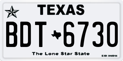 TX license plate BDT6730