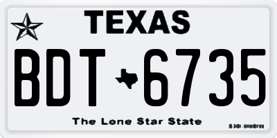 TX license plate BDT6735