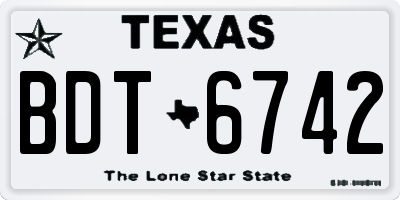 TX license plate BDT6742