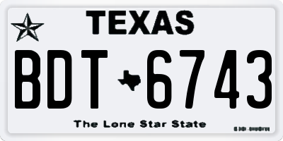 TX license plate BDT6743