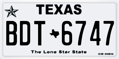 TX license plate BDT6747